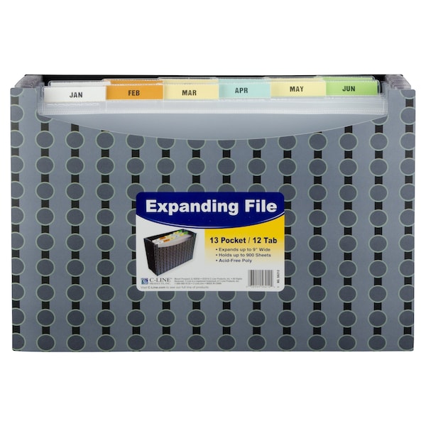 C-Line Products 13Pocket StandUp Expanding File, Fashion Circle Series Set of 12 Files, 12PK 56212-DS - main